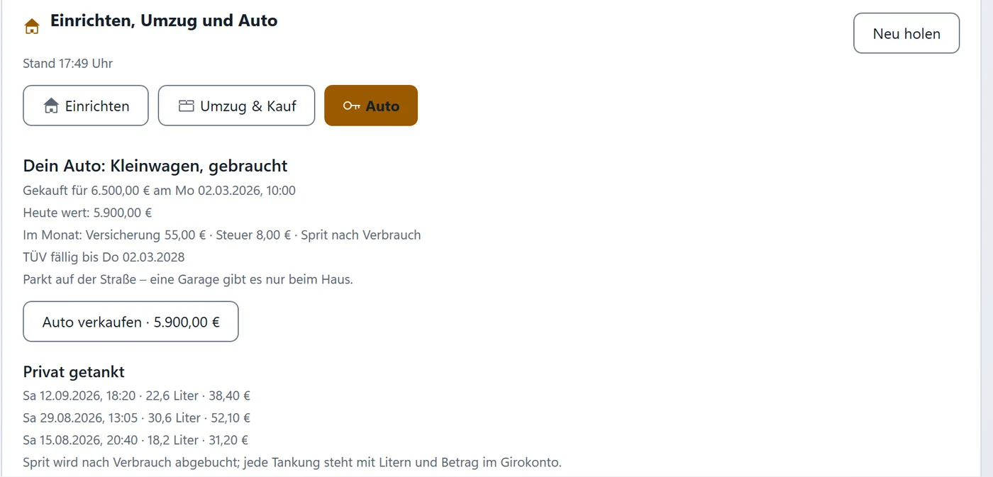 Dein Auto: gebrauchter Kleinwagen mit Wert, Versicherung, Steuer, TÜV und den privaten Tankfüllungen