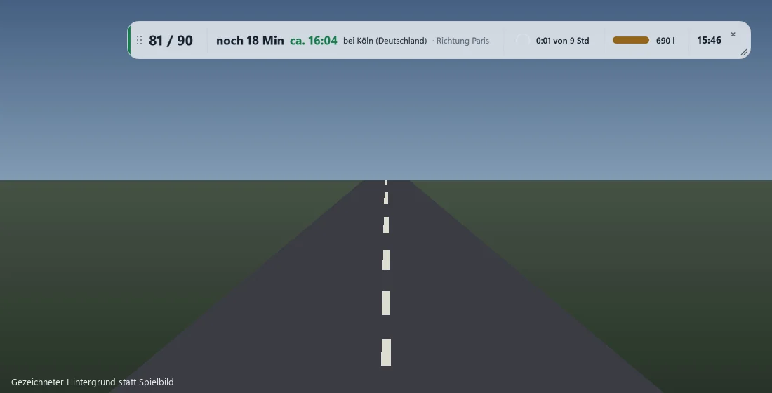 Overlay in der Größe „Mini“ mit Beispielwerten, auf einem gezeichneten Hintergrund